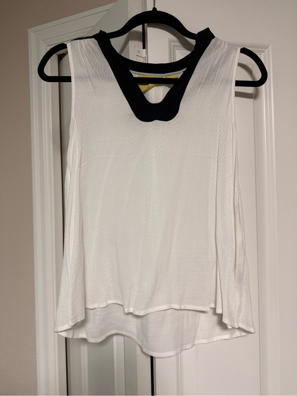 Maeve White Tank Top with Black Neck Trim